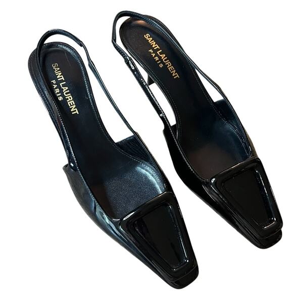 Saint Laurent Tom Slingback Pump 60 Black Patent Leather  NEW EU 36.5 US 6.5 - Picture 2 of 16